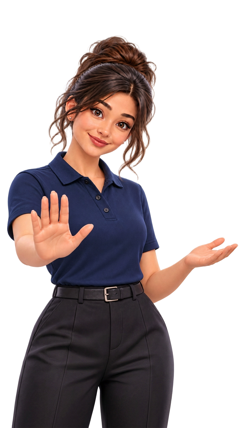 Arya raising her hand, inviting you to talk before deciding
